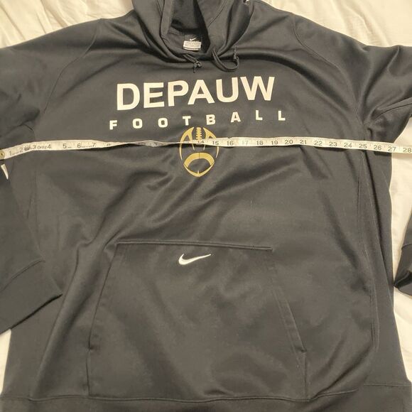 Depauw Football Hoodie Men 2XL Black Nike Sweatshirt Drawstring - Picture 7 of 11
